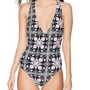 RACHEL RACHEL ROY๐ Floral Print Halter Style One Piece (Cabana Tile) swimsuit